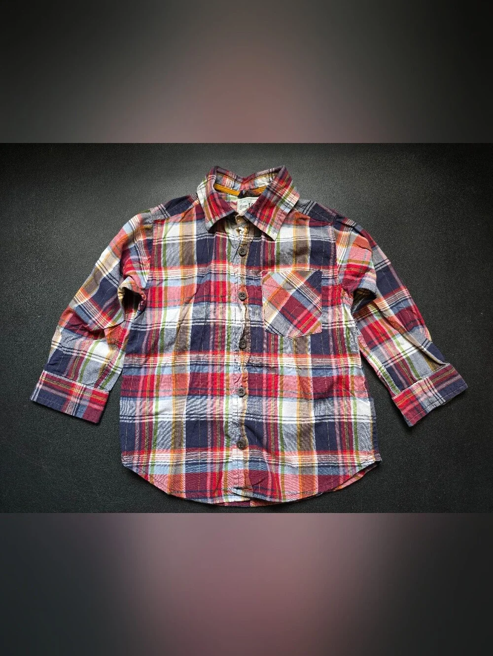 Place Boy's Plaid Button-Down Shirt in Red, Navy and Yellow